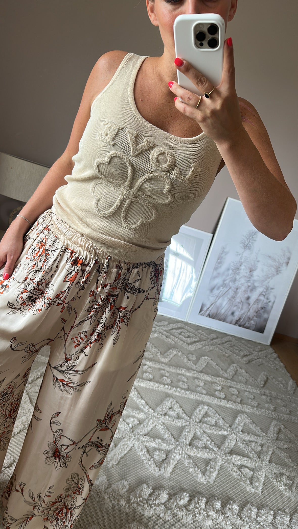 Stricktop – Herz trifft Kleeblatt - Beige