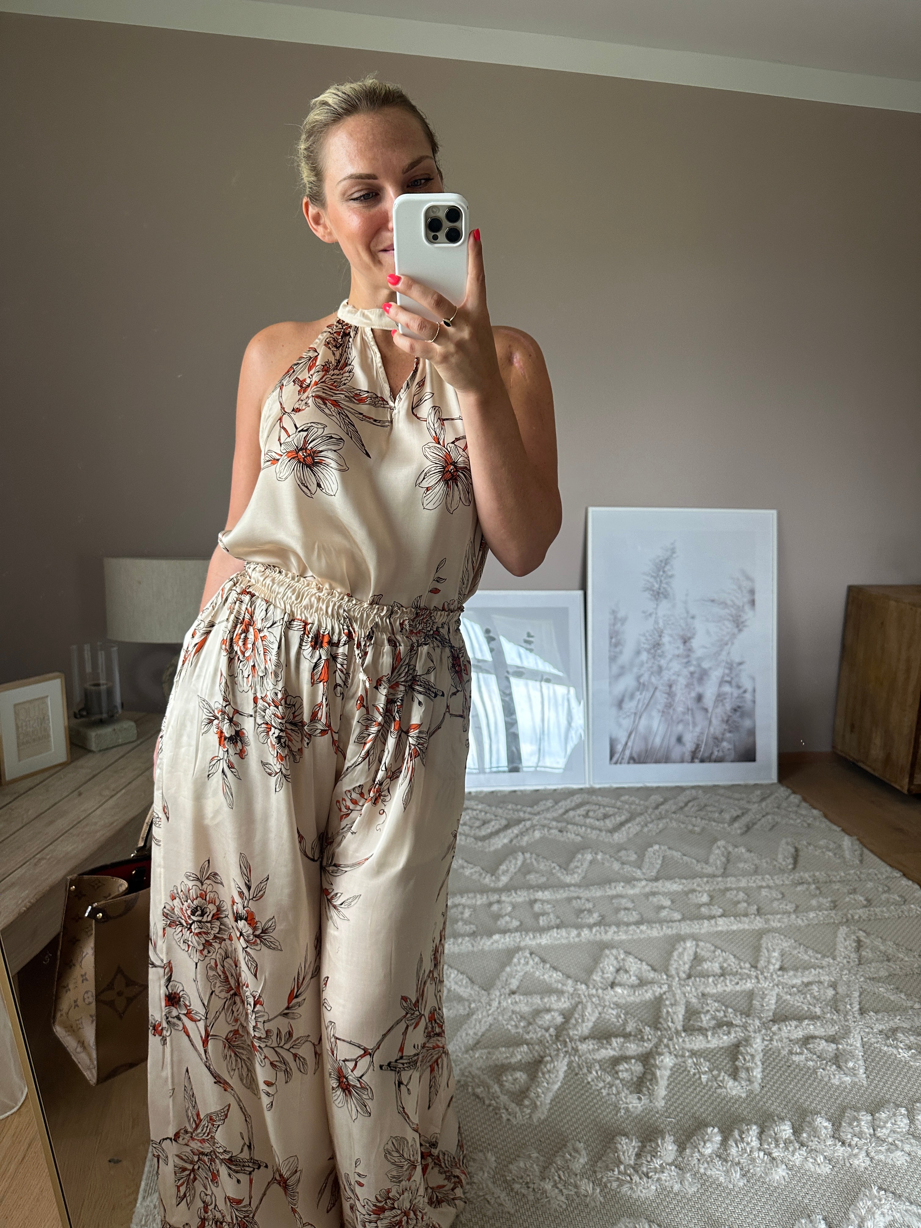 "Satin Bloom" Neckholder-Top – Blush Floral