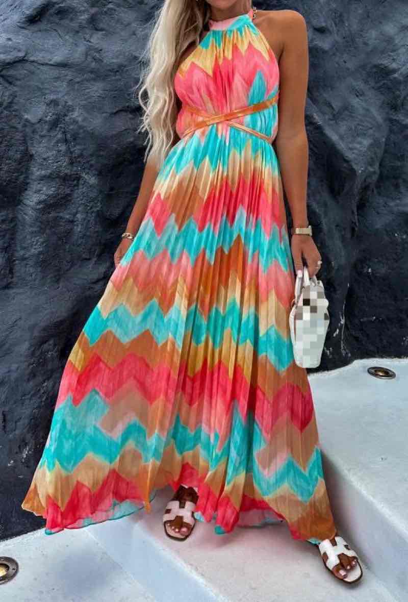 Maxi-Kleid mit Wellenmuster