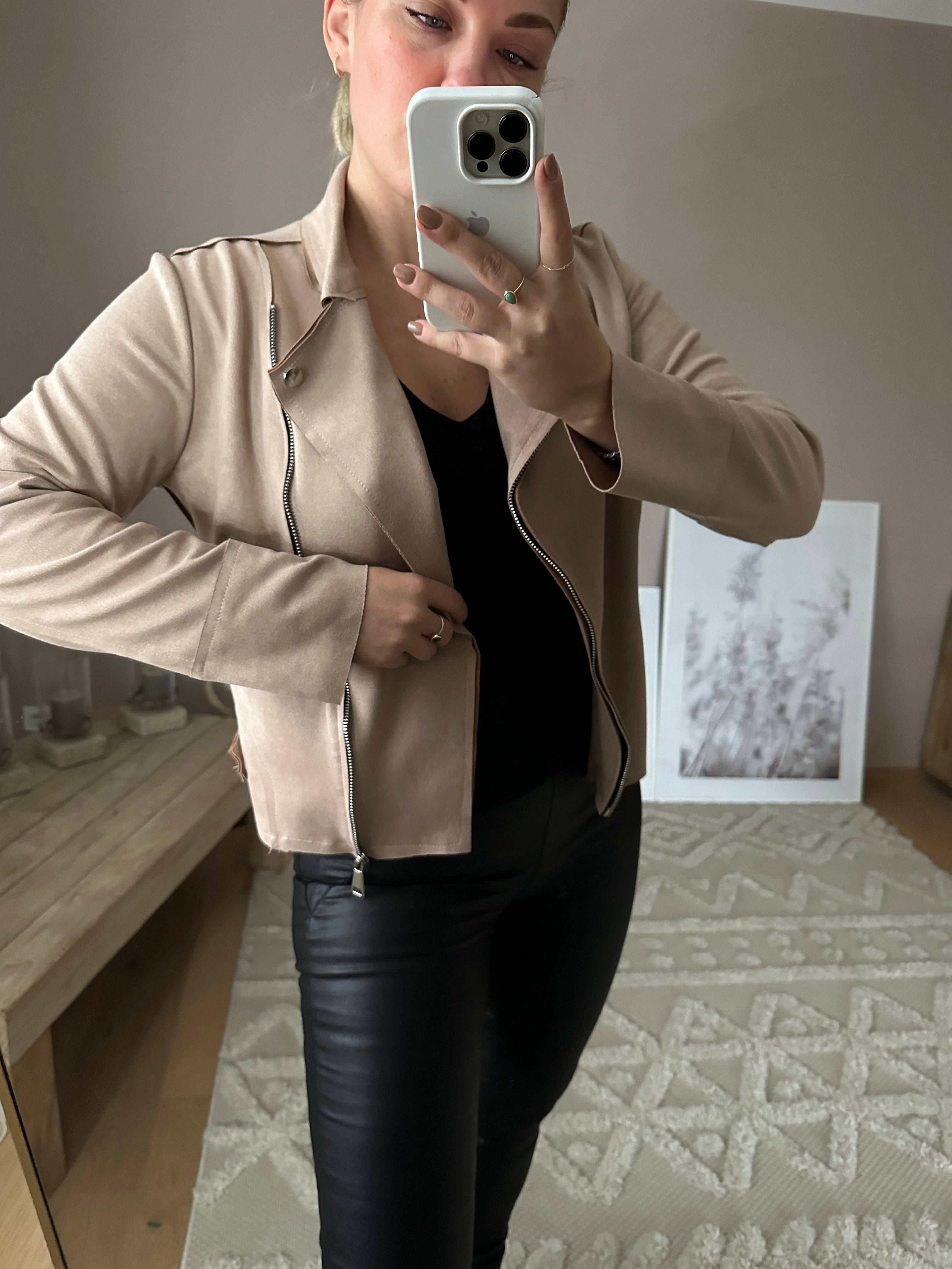 Wildlederjacke Beige