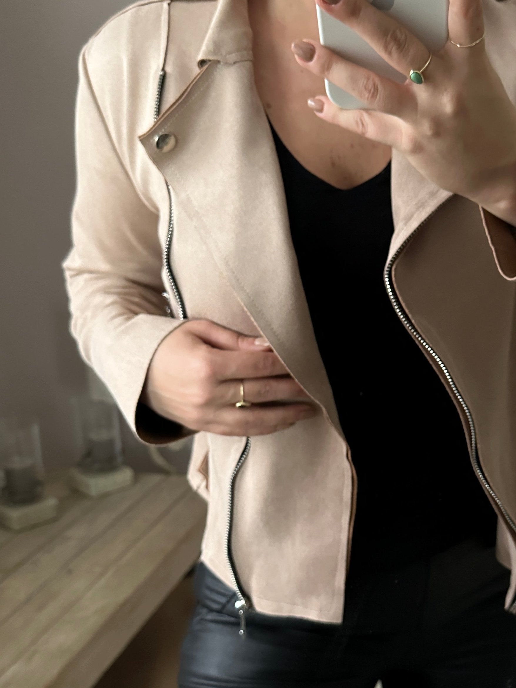 Wildlederjacke Beige