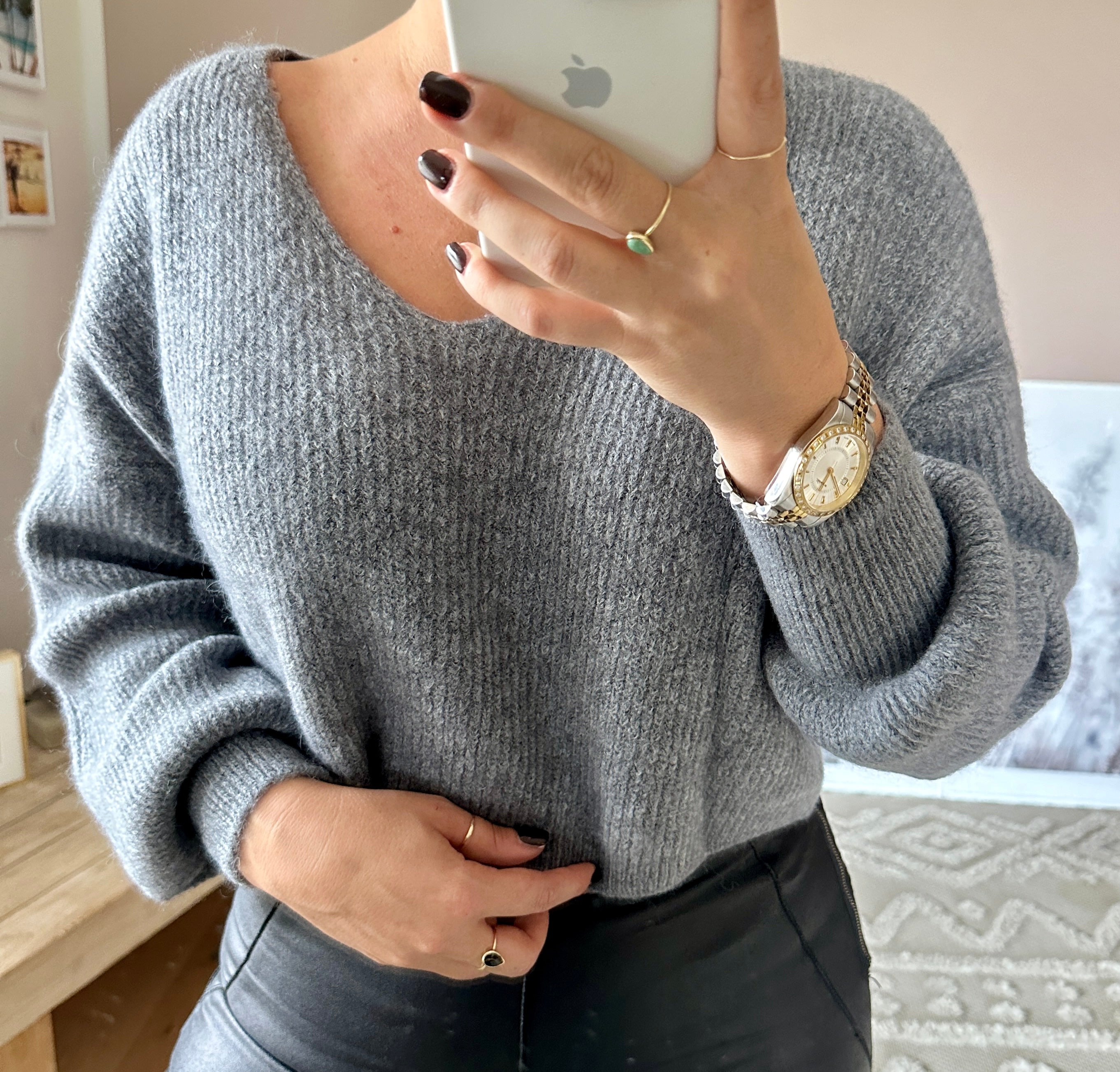 Cropped Pullover grey