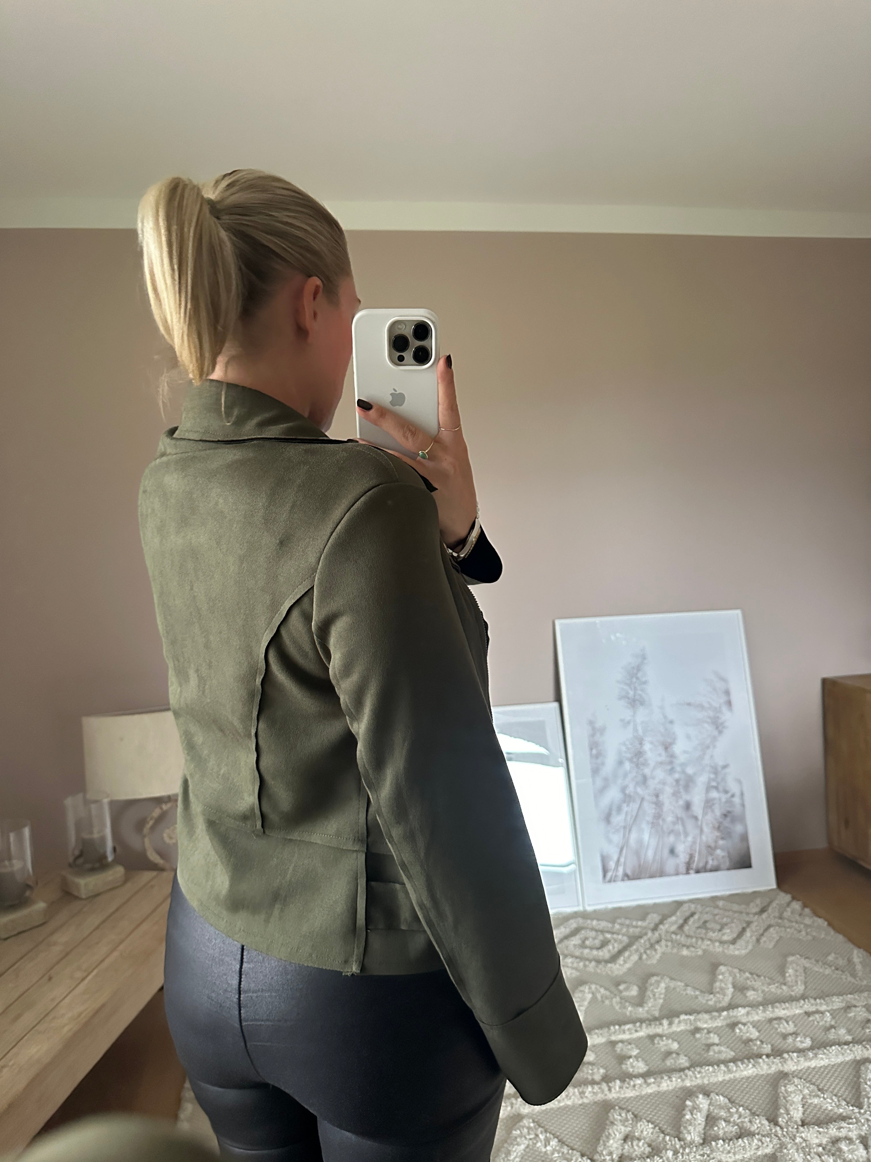 Wildlederjacke Khaki