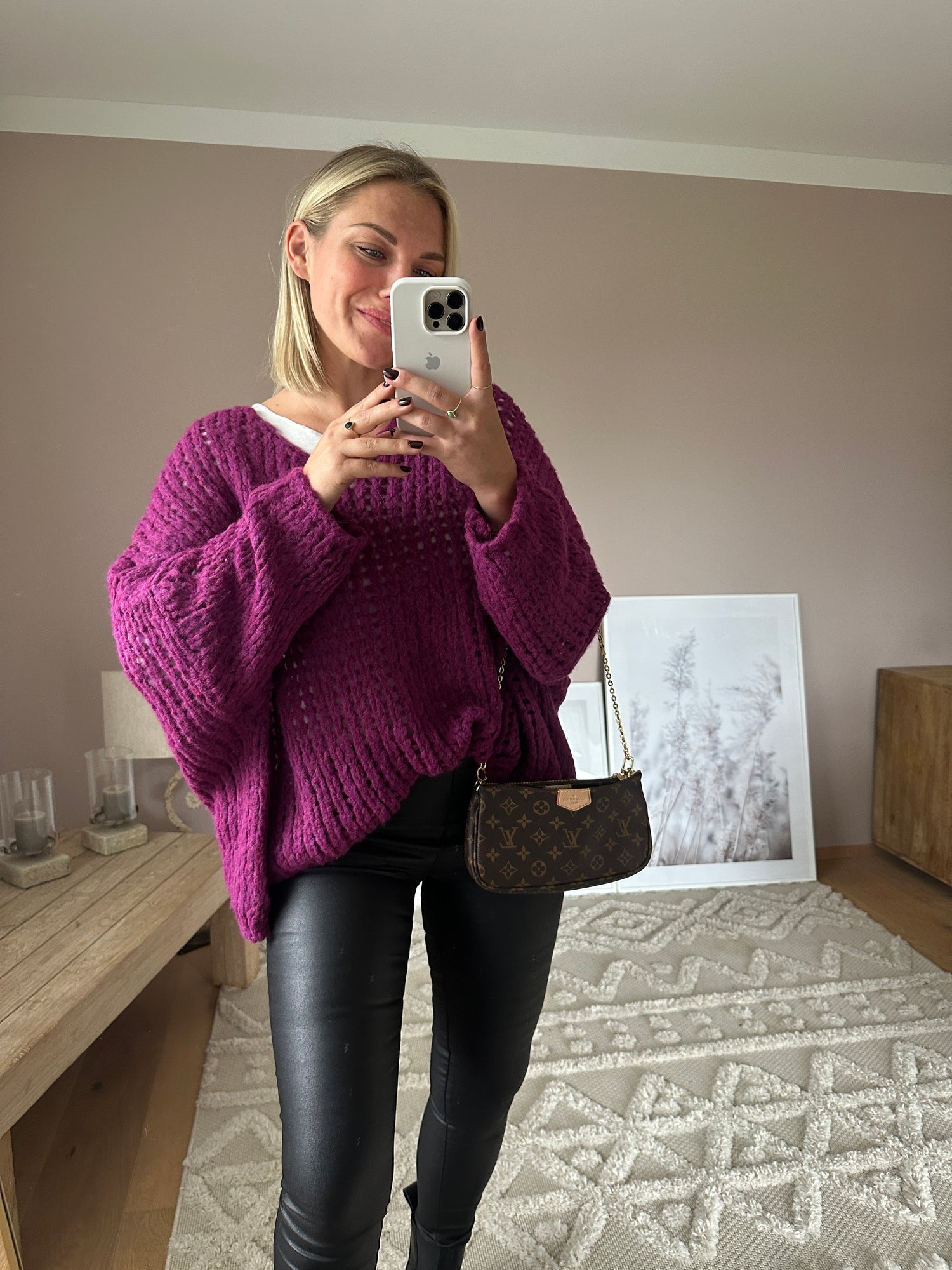 Oversized Lochpullover aus Wolle Berry