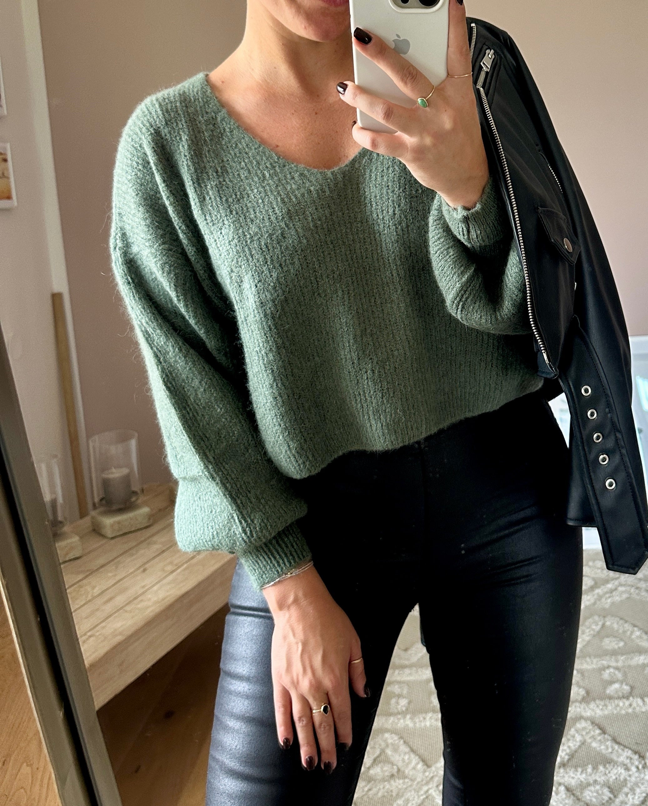 Cropped Pullover olive