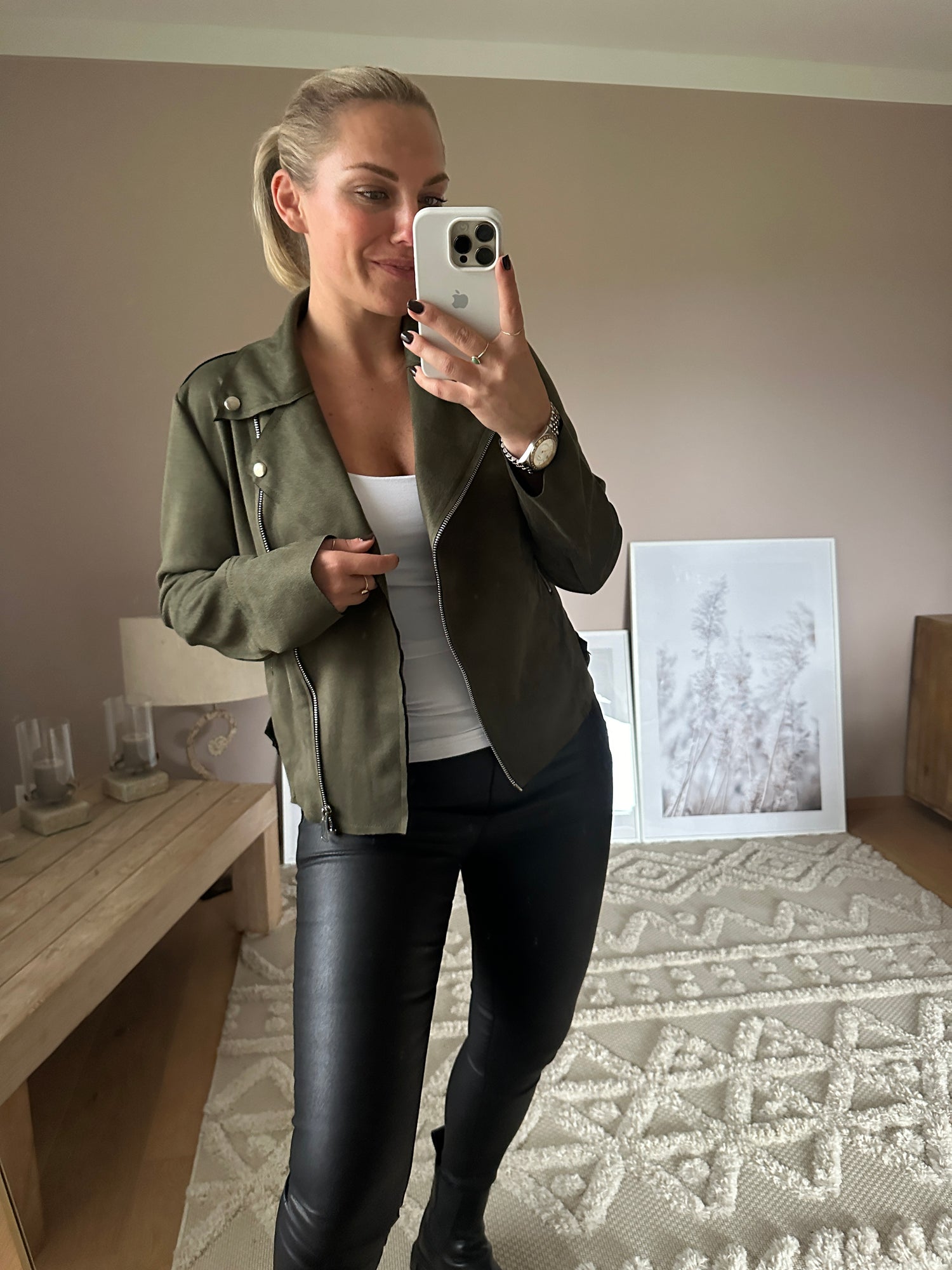 Wildlederjacke Khaki