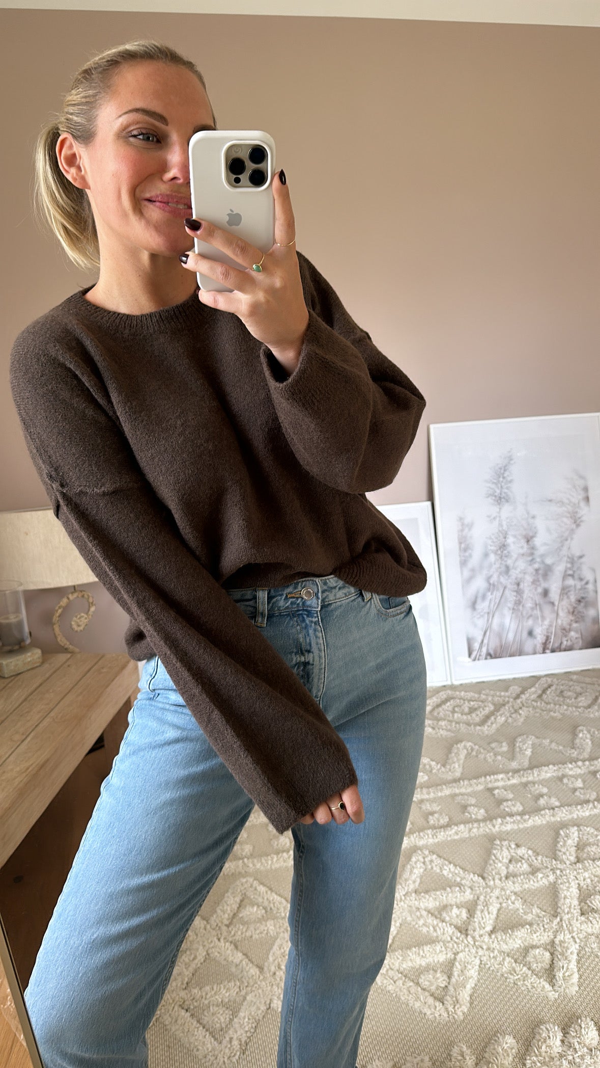 langarm Oversized Pullover chocolate