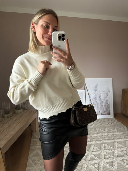 Rollkragen Pullover mit Details Cream