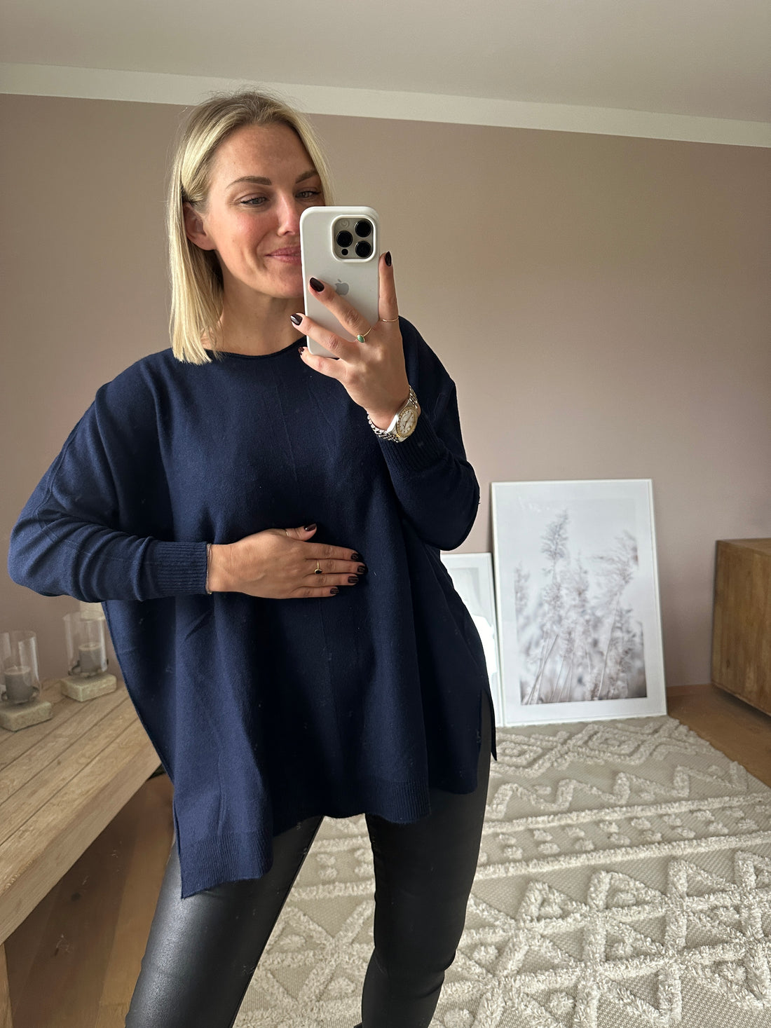 Oversized Pullover Marineblau