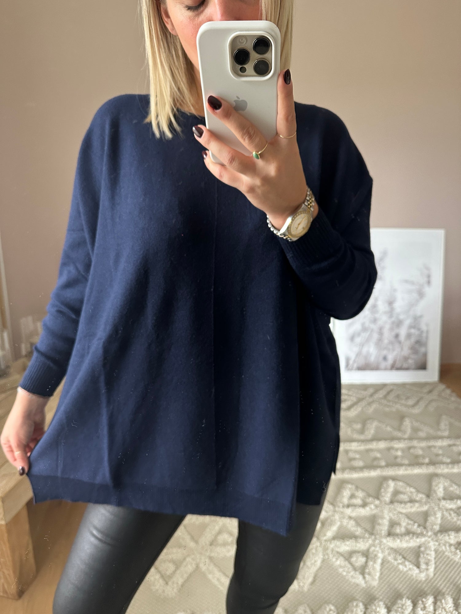 Oversized Pullover Marineblau